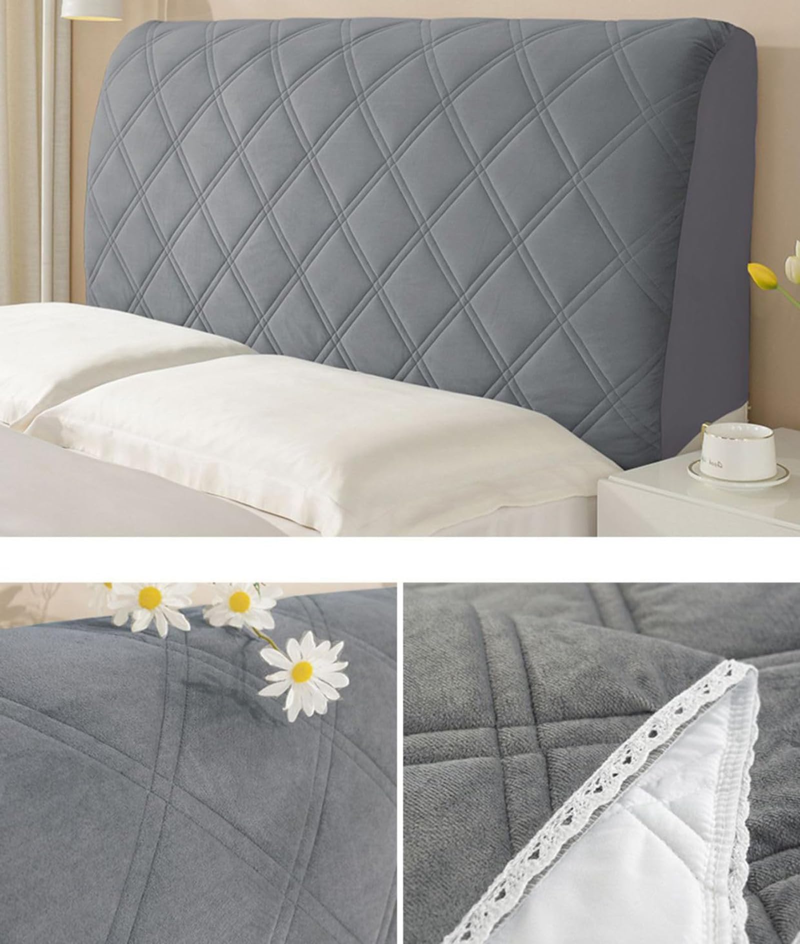 Hoofdbordhoes All-inclusive Bedhead Cover Zachte Gladde Gewatteerde Dikke Spandex Stof Hoofdbord Cover Bed Hoofdbord Covers Home Decor (Kleur: 1-Crème, Maat: B 180 x H70 cm