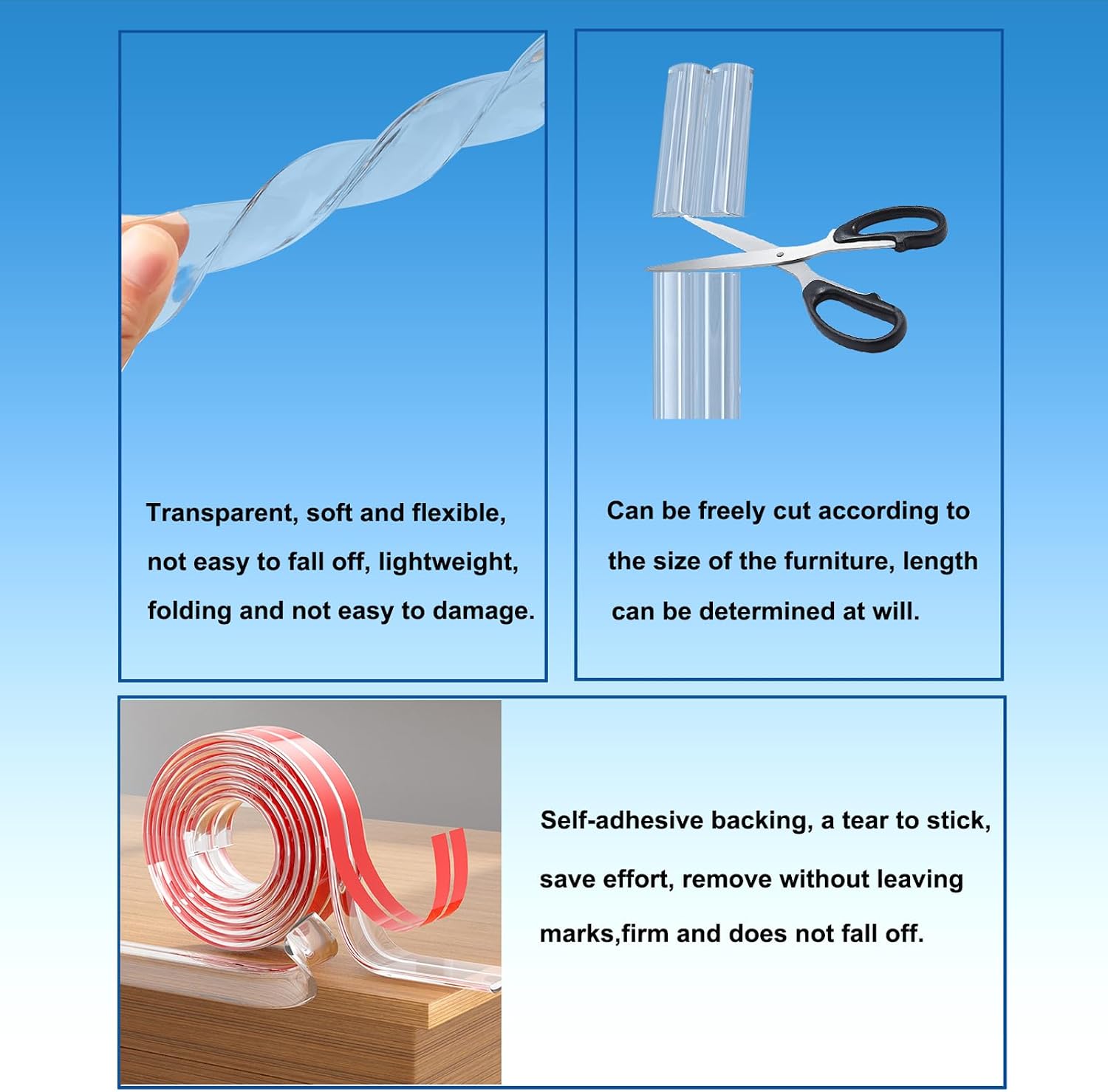 Corner Protector Baby Proofing,Clear Corner Protectors,Furniture Corner Guard & Edge Safety Bumpers, Suitable for Furniture and Sharp Corners, Crib Bumper Guard-6.6ft(2M) (0.6 * 0.6 in)