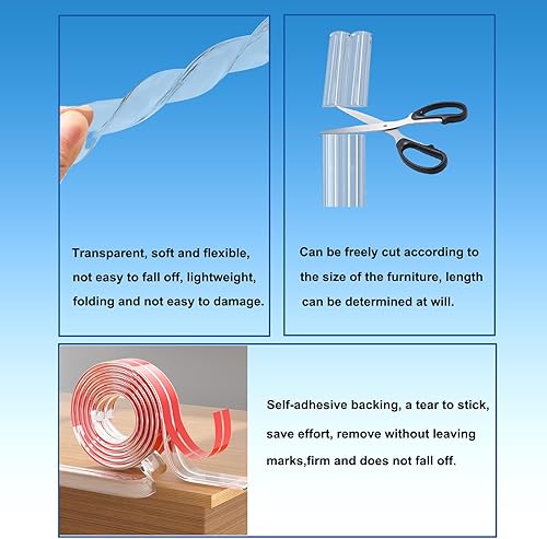 Miniatura 3 de OKETHERMO Protector de esquina a prueba de bebé, protectores de esquina transparentes, protector de esquina de muebles y parachoques de seguridad de