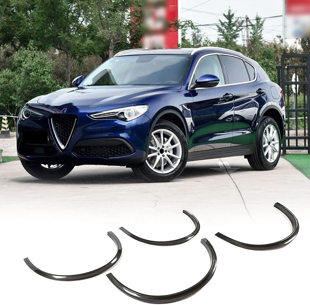 Real Carbon Fiber Wheel Arch Flares Fit for Alfa Romeo Stelvio 2017-2019 Pair Carbon Fiber Car Wheel Eyebrow Arch Trim Lips Fender Flares Protector