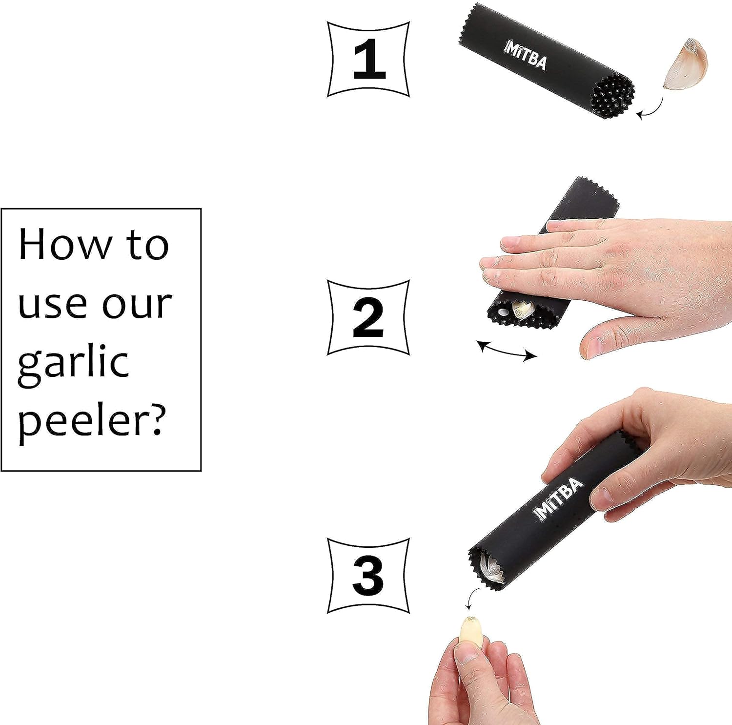 MiTBA Garlic Press set- Professional Stainless Steel Mincer, User Friendly With Non-Slip Handles Easy To Clean, And Highly Durable. Crusher Silicone Tube Peeler & Cleaning Brush Included: Home & Kitchen