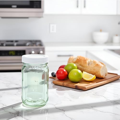 Miniatura 3 de Jarming Collections Tarros Mason de 16 onzas con tapas de plástico para tarros Mason (sin BPA), tarros de boca regular, juego de dos