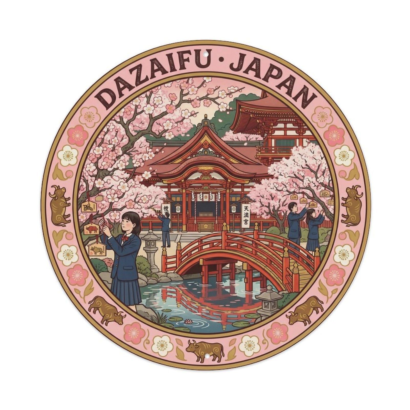 Dazaifu Tenmangu Plum Blossom Shrine Japanese Heritage Metal Tin Sign