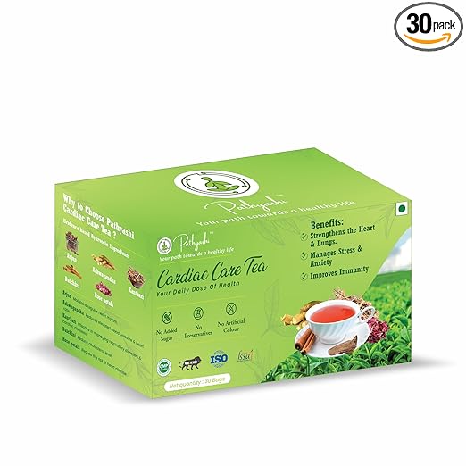 Ayurvedic Cardiac Care Tea for Healthy Heart (30 TEA BAGS) with Arjun, Ashwagandha, Kantkari, Dalchini and Rose Petals | Manages Cholesterol, Anxiety and Blood Pressure. (30 Tea bags)