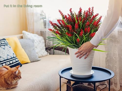 Miniatura 5 de RECUTMS Planta de césped falso, plantas falsas al aire libre, césped artificial, arbustos artificiales resistentes a los rayos UV, arbustos