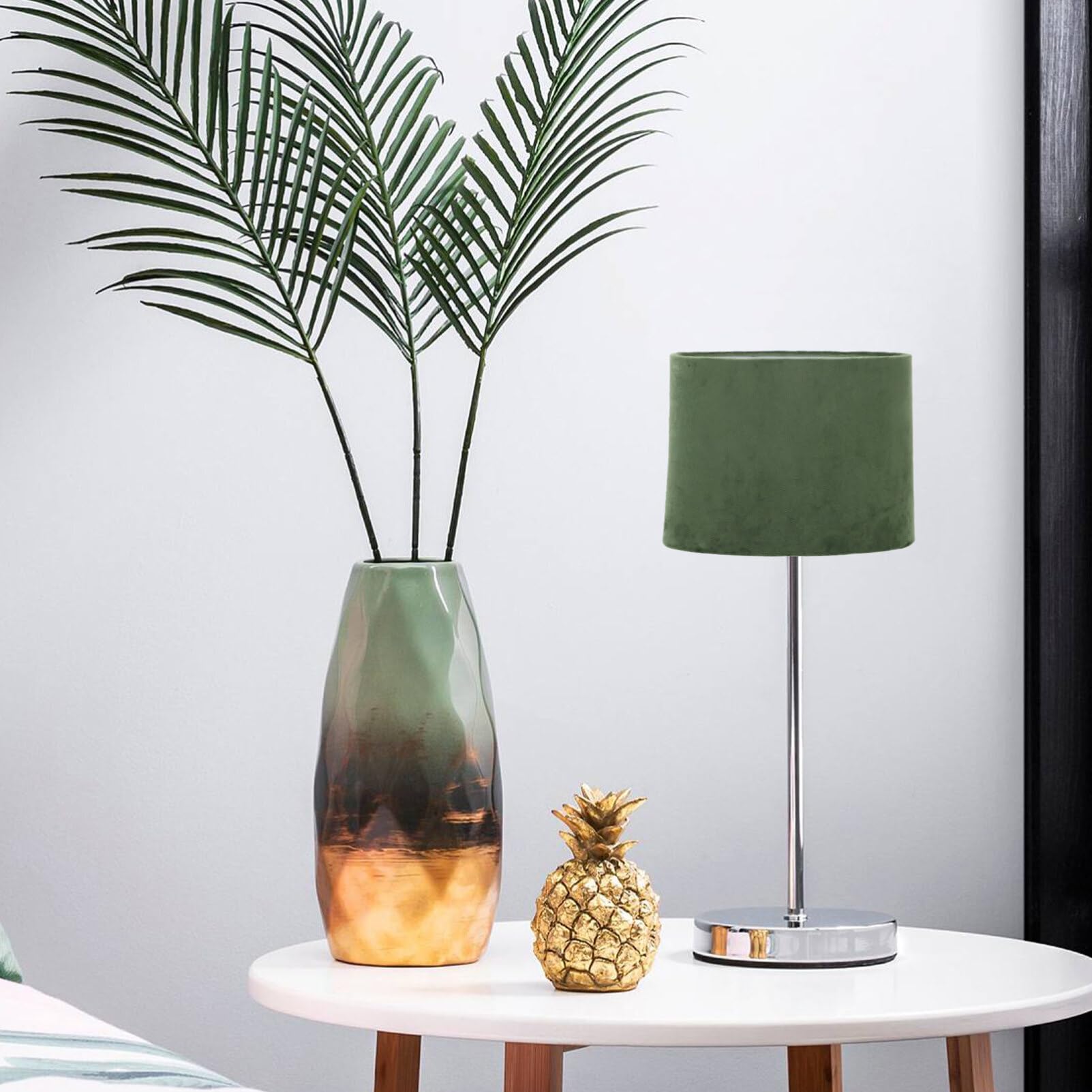 Abat-jour Élégant En Velours Pour Salon Base E27/e14 Vert Foncé Lot De 2 Améliorez Votre Décoration Lumineuse