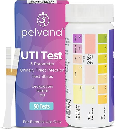 Pelvana Tiras de Prueba de Infección del Tracto Urinario - 50 Tiras de Prueba de ITU para Mujeres, Lecturas Precisas de 3 Parámetros: Nitrito,