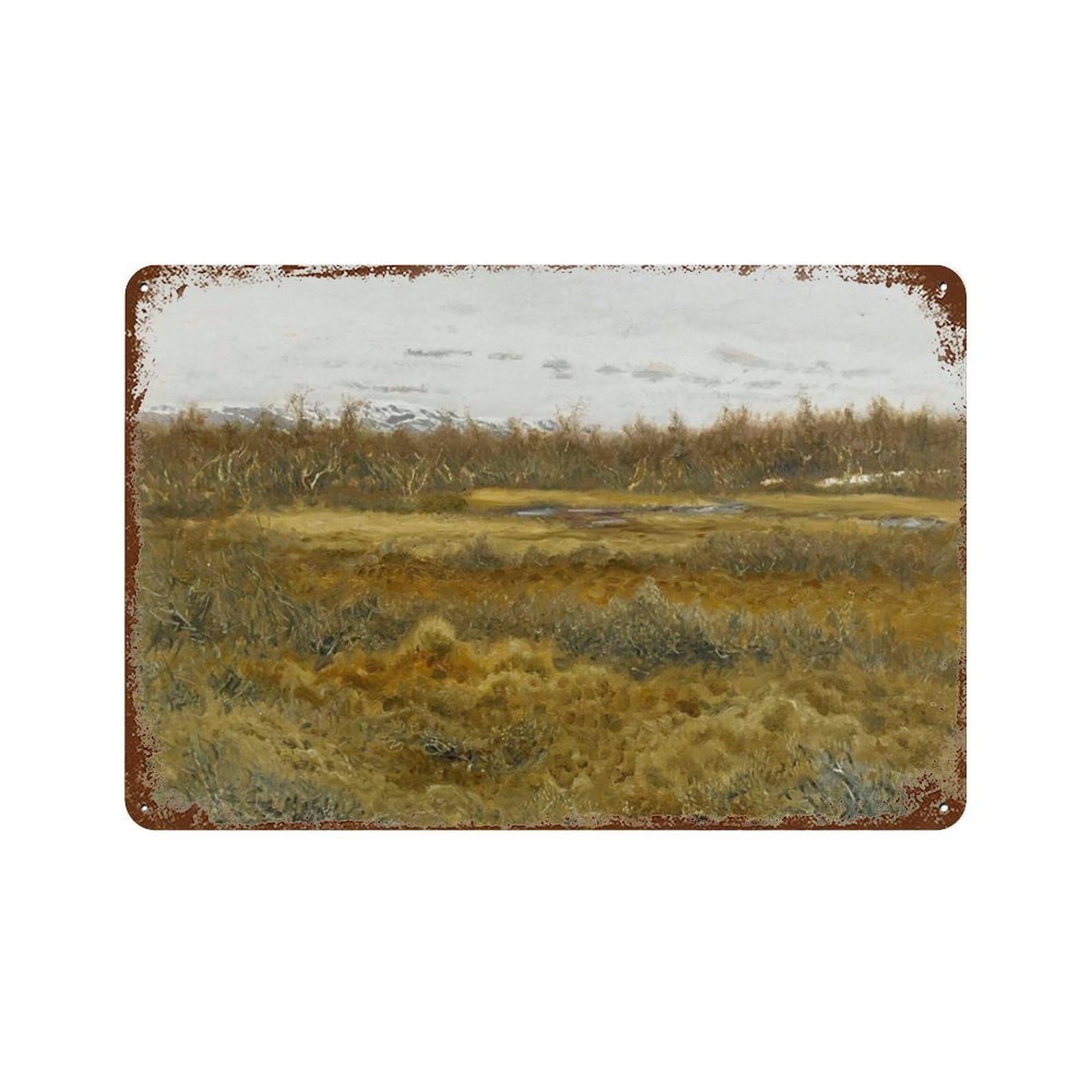 xiaoxiaoshen Vintage Wheat Fields Landscape Oil Painting Wall Decor Art Metal Tin Poster Modern Home Decor Art Home Bar Shop Decorations Vintage Sign 20x30cm