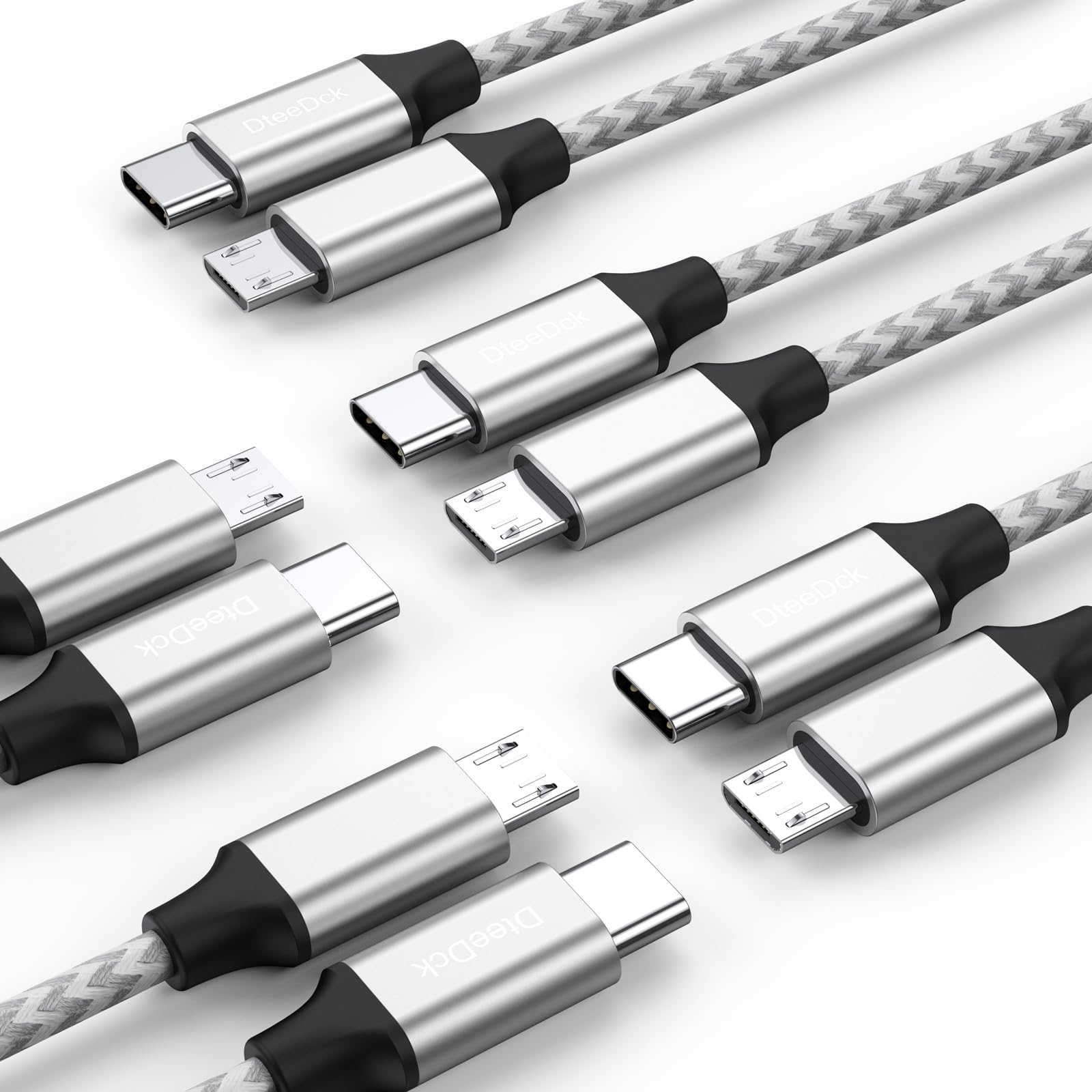 USB C to Micro USB Cable 1ft 5 Pack, Micro USB to USB Type C Adapter Cable Braided Male to Male Adapter USB-C USBC to Micro USB Cord 30.5CM for Charging Data Transmission