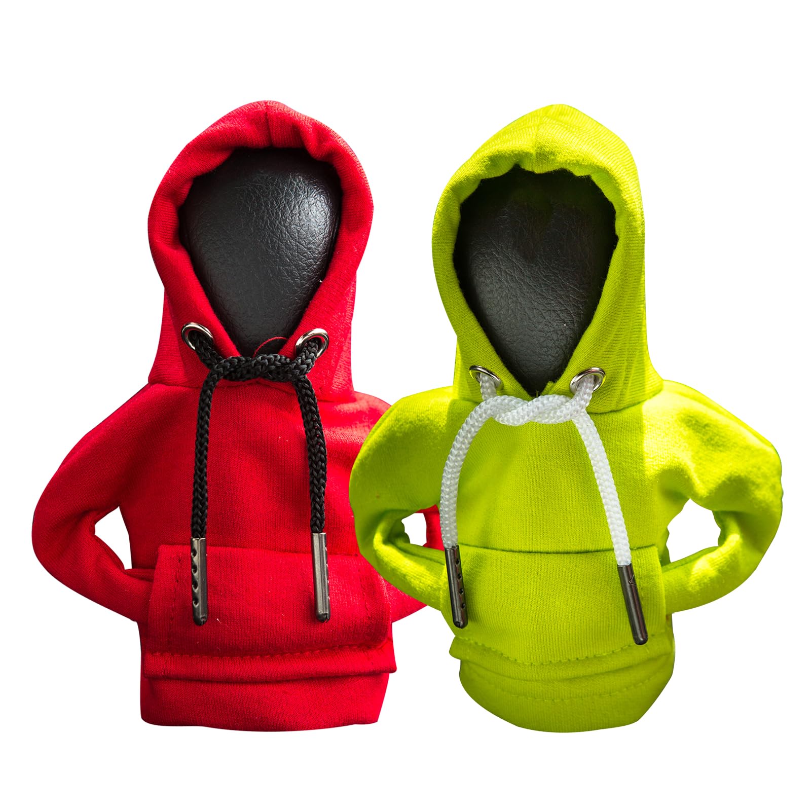 2Pcs Car Shift Knob Hoodie, Gear Shift Sweater for Gearshift, Automotive Interior Accessories (Red and Green)
