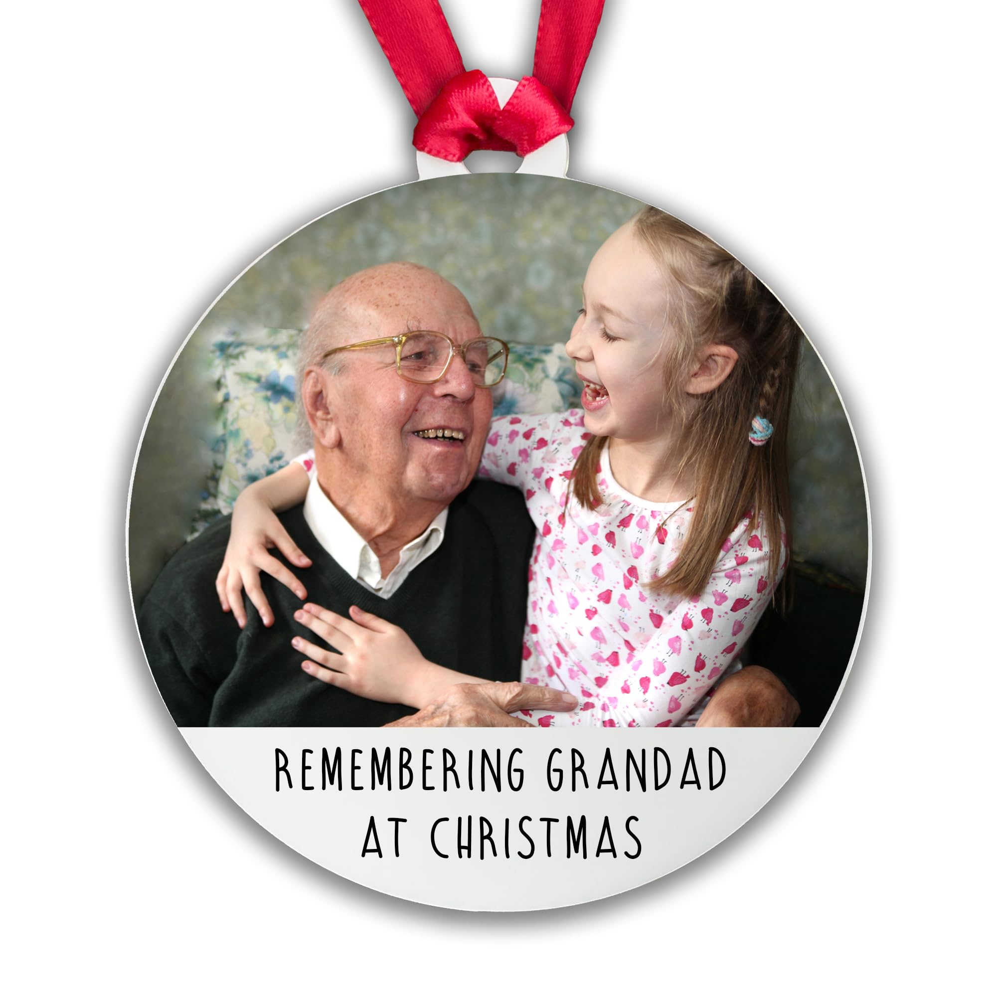 Fuzzy Cactus Memorial Christmas Photo Bauble - Grandad Family Passed In Memory Love Tree Decoration - Add your name and photo (Acrylic, Decoration Only)