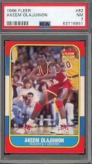 Hakeem Olajuwon 1986 Fleer Basketball Rookie Card RC #82 Graded PSA 7