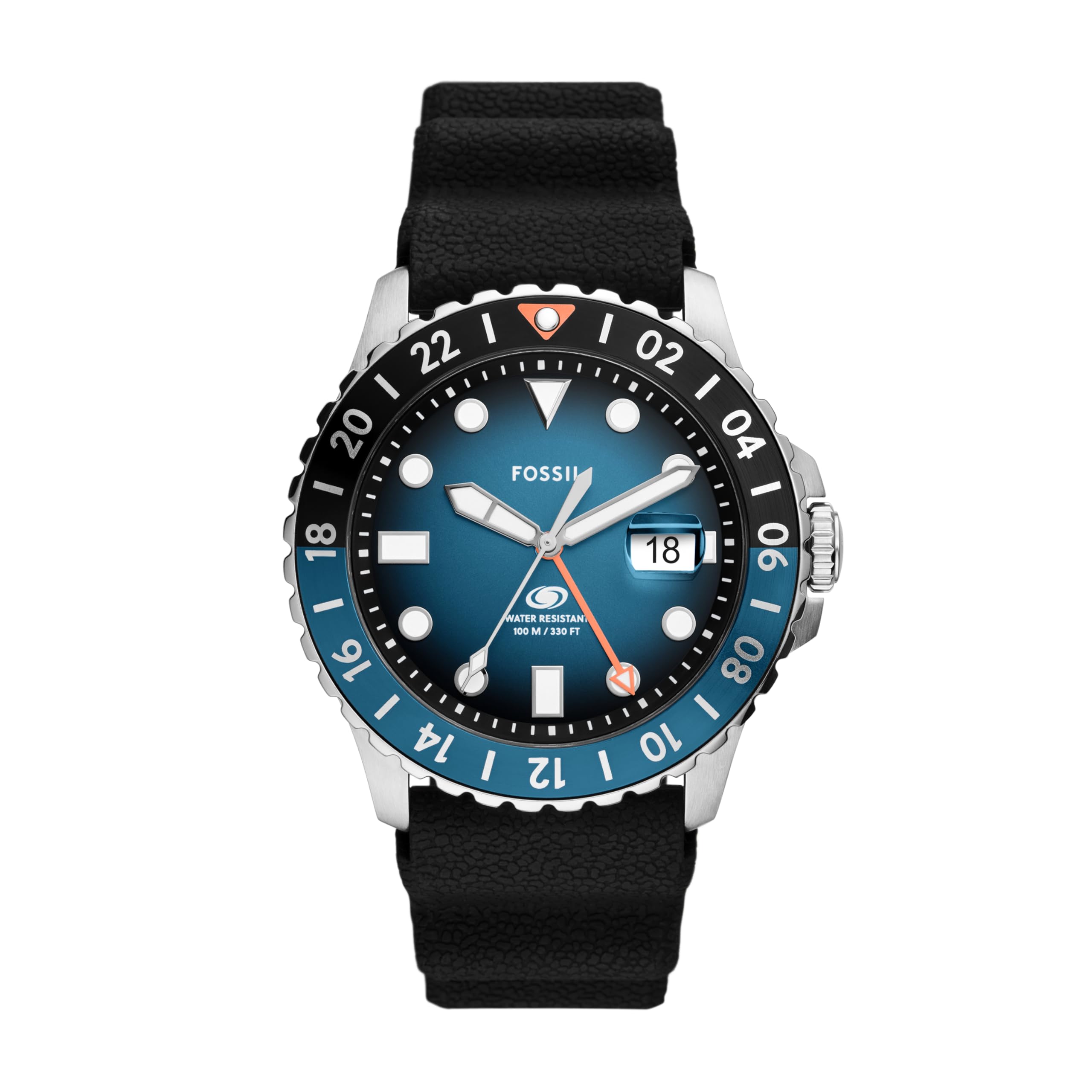FossilBlue Men's Dive-Inspired Sports Watch with Stainless Steel, Silicone, or Leather Band