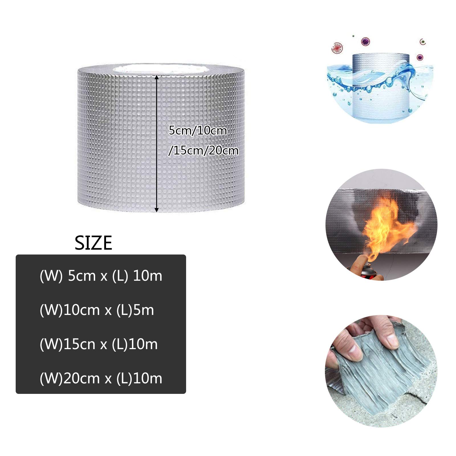 Cinta impermeable Cinta de sellado Cinta autoadhesiva impermeable: para reparación de tuberías, cinta a prueba de fugas, para techos, paredes, ventanas, cinta de reparación para todo tipo de clima, 1