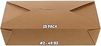 Vista 1 de EcoQuality Paquete de 25 recipientes de comida para llevar, caja de papel kraft marrón de 49 onzas, resistente a fugas y grasa, para el microondas