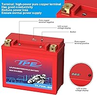 Vista 12 de Lithium Motorcycle Battery YTX14-BS 12V Lithium Powersport Battery with Smart Battery Management System, LiFePO4 Engine Start Battery 9H 600CCA