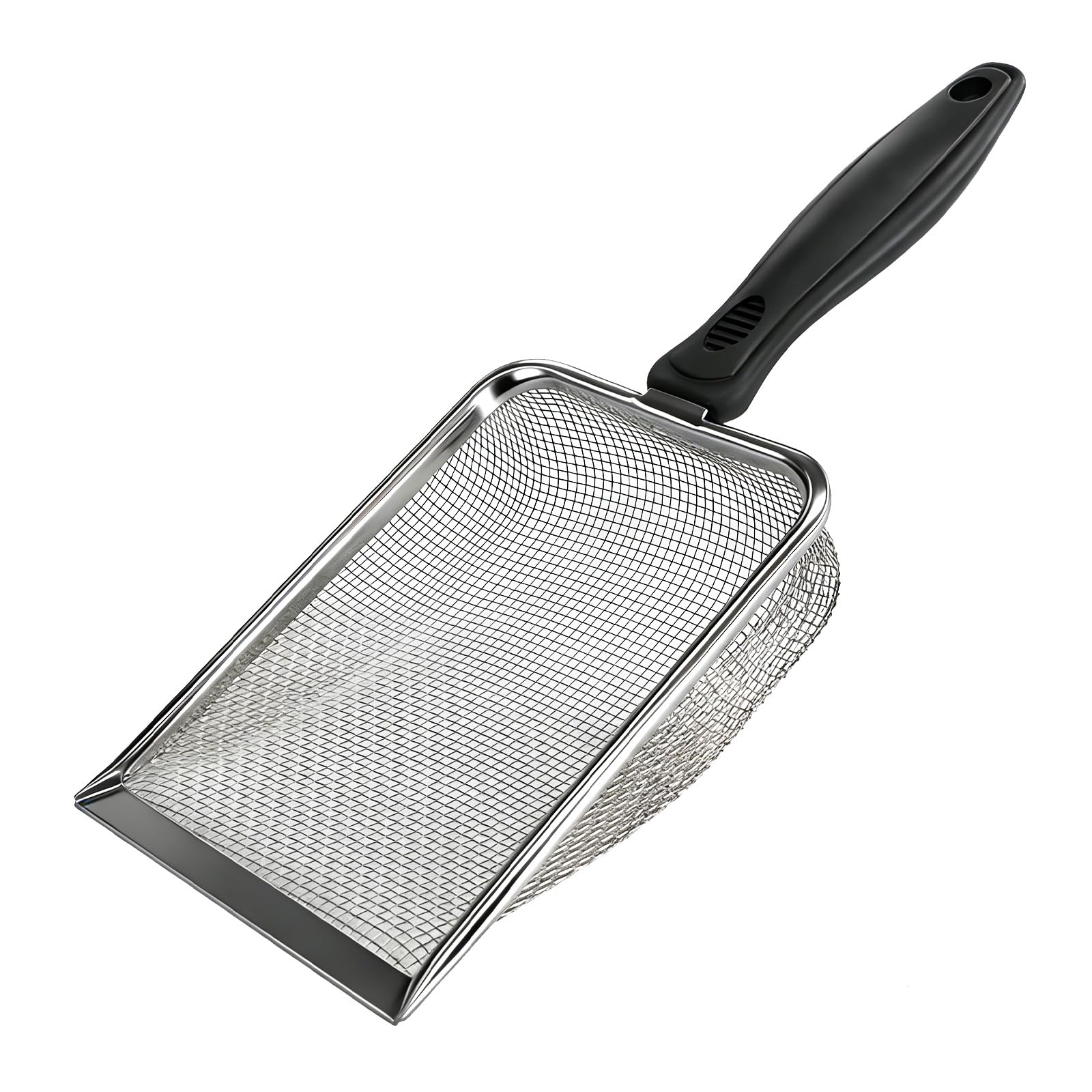 Cuchara de arena para gatos, pala de arena para gatos con malla de acero inoxidable, cuchara de agujero de 2,8 mm para arena de gato, arena de gallinero, arena de playa