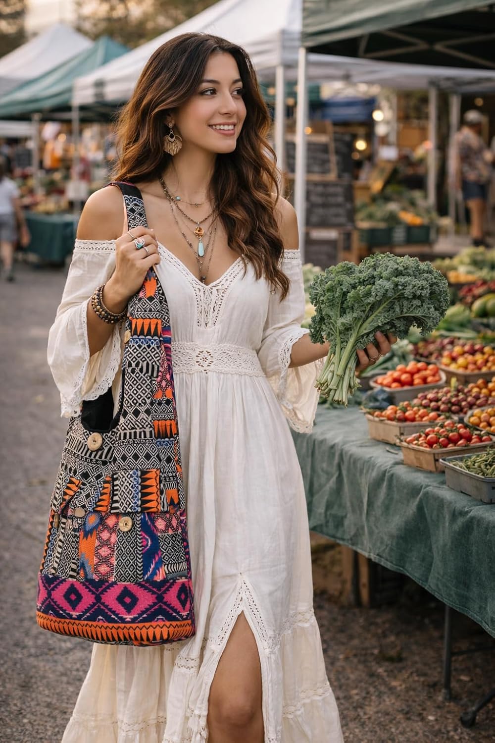 Tribe Azure Fair Trade Crossbody Handwoven Thick Cotton Shoulder Bag Shopping Market Purse Pink Casual Boho Roomy Spacious