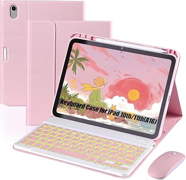 Keyboard Case for iPad 10th/11th Generation, 7-Color Backlit | Backlit Detachable Folio Keyboard Cover, 7 Colors Backlit, Detachable Keyboard for iPad A16 11 inch/10th Gen