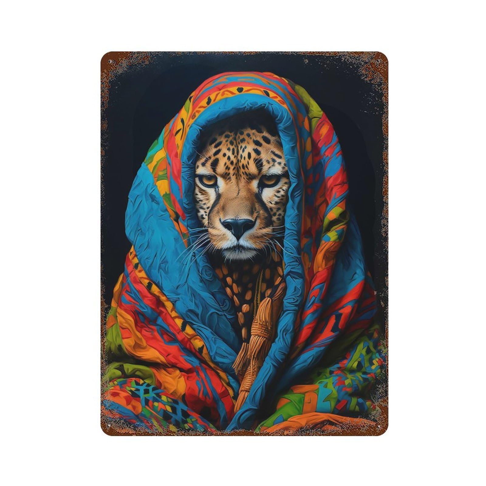 Cozy Cheetah Retro Metal Sign 15.7"x11.8", Vintage Wall Decor for Garage, Pub Or Kitchen