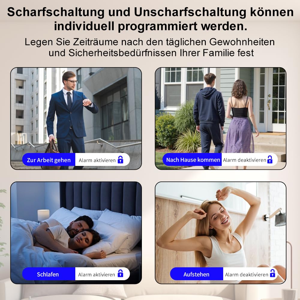 Alarmanlage Haus & Wohnung mit WiFi + 4G GSM, Smart Life App, Telefon- & SMS-Alarm, erweiterbares Funk-Alarmsystem mit Alexa & Google Assistant (12-teiliges Set)