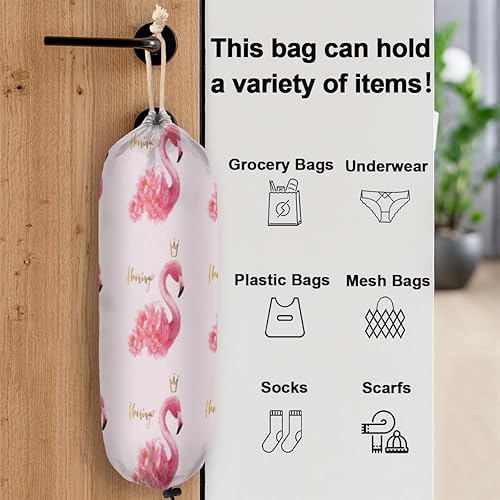 Miniatura 3 de Soporte de bolsa de plástico con corona de flamencos, soporte reutilizable para bolsa de comestibles, dispensador de bolsas de plástico colgantes