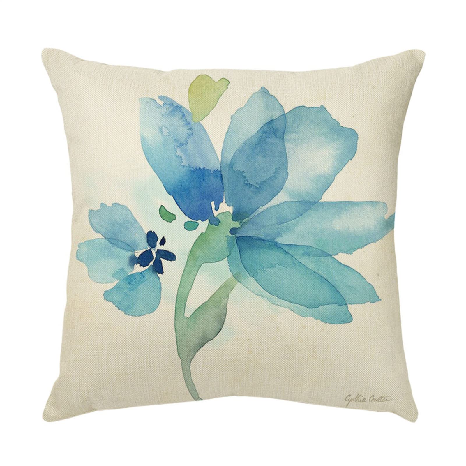 4 Piezas Funda de Almohada Flor Azul Fundas de Cojín Terciopelo Sencillo y Decorativo para Sofá Camas Dormitorio Coche Lino Cojines Throw Pillow Covers 80x80cm/32x32 Inch