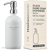 Vista 16 de MaisoNovo - Juego de dispensador de jabón de 2 piezas Botellas blancas de 16.9oz con bombas de acero inoxidable plateado