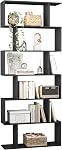 Yusong Bookshelf, Geometric Bookcase S Shaped Book Shelves Unit for Living Room, 5 Tier Decorative Display Shelf for Bedroom, Study Room, White | Book Shelves Unit