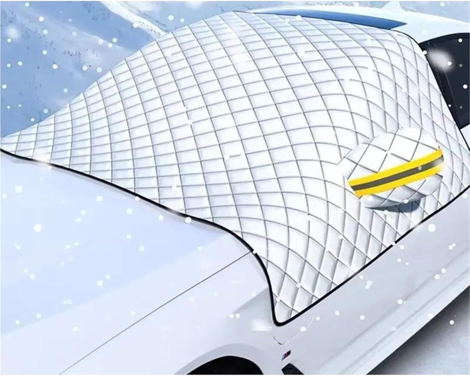 Car Front Windshield Snow Shield Glass Frost and Half Cover Cloth Winter Thickened Clothing File Protective Snow Cover(NO Magnet Half Hood)