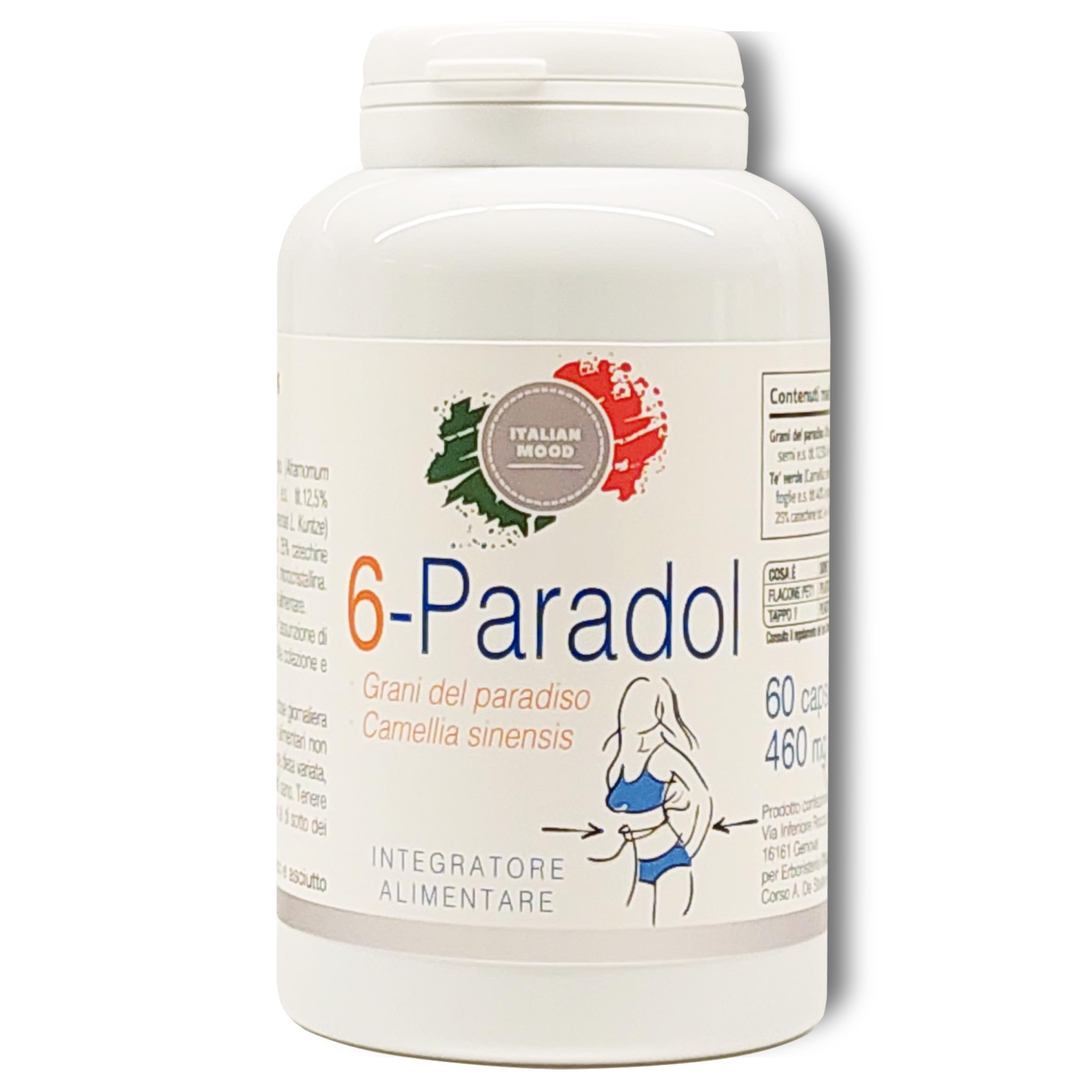 Italian Mood - 6-PARADOL 60 Capsule con Grani del Paradiso (Aframomum Melegueta) e Thé Verde (Camellia Sinensis) - Integratore Termogenico