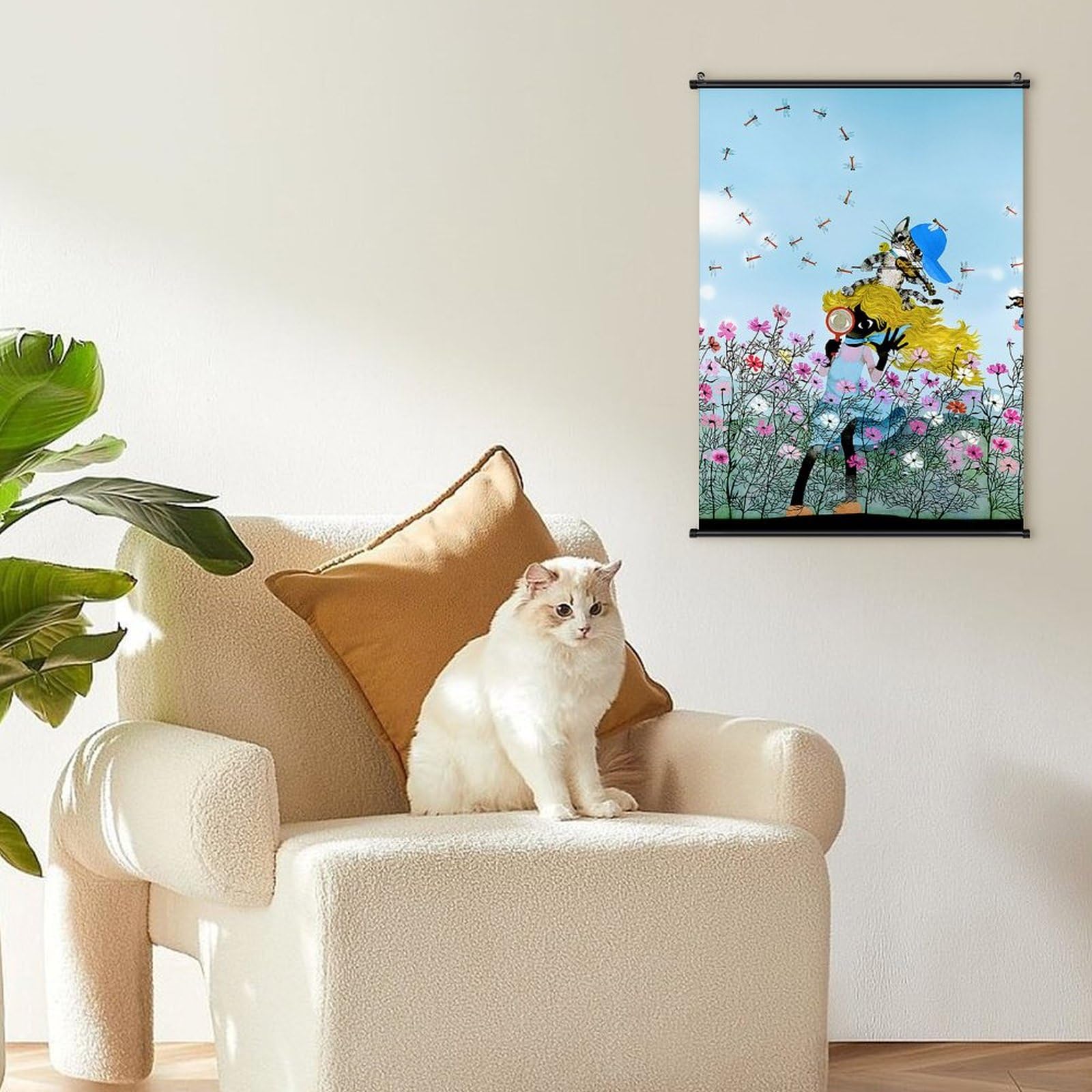 Amazon.co.jp: 藤城清治 コスモスは詩う 掛ける絵 おしゃれ 軸物 壁畫