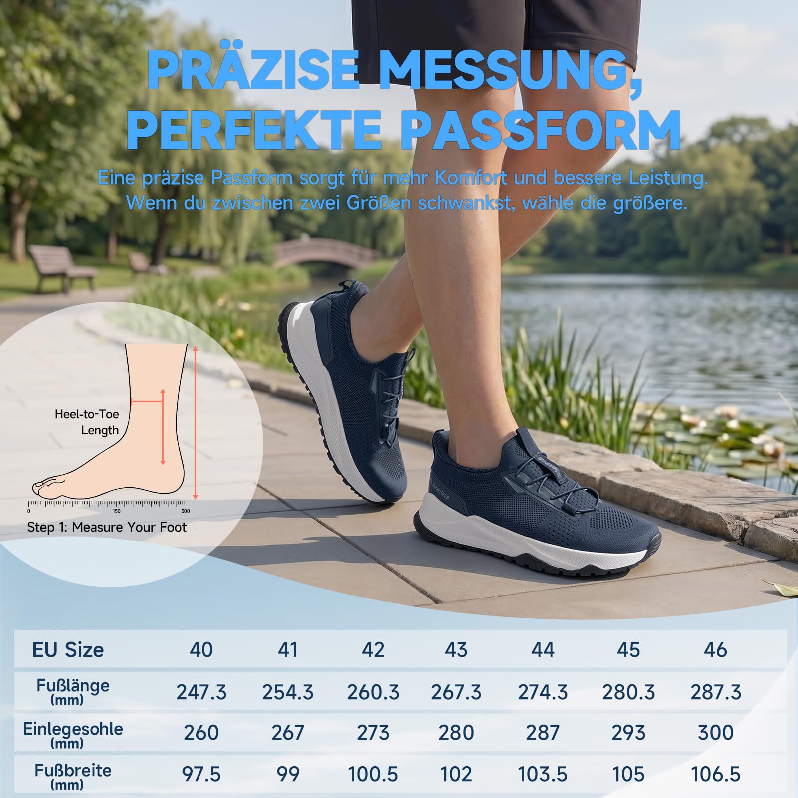 Sosenfer Slip on Baskets pour homme pour pieds larges, chaussures de randonnée respirantes et antidérapantes pour homme