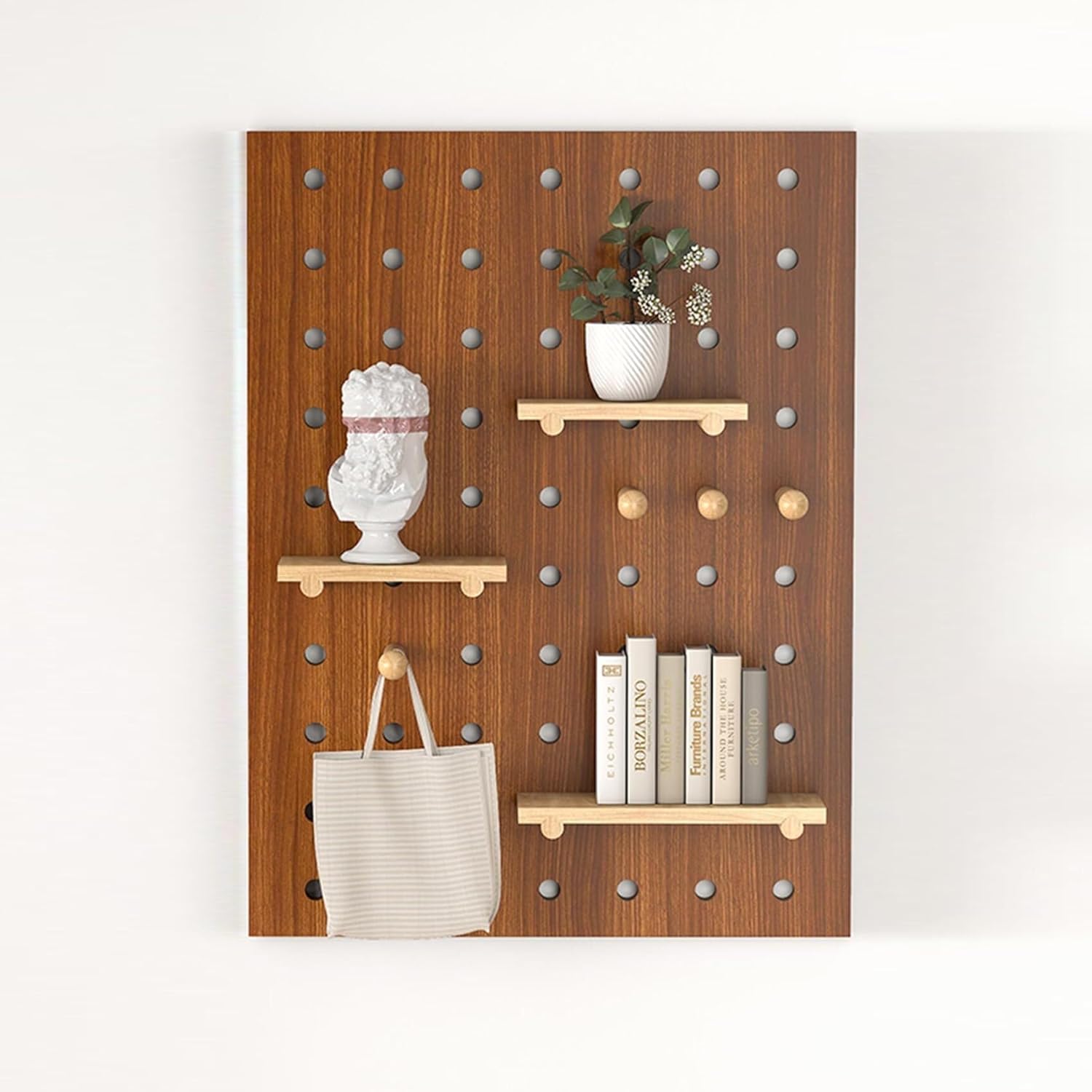 Wooden Wall Organizer Shelf Kit - Square Design for Home Office, Green, 24" W x 47" H (60x120cm) - Versatile Storage Solution, Easy to Install