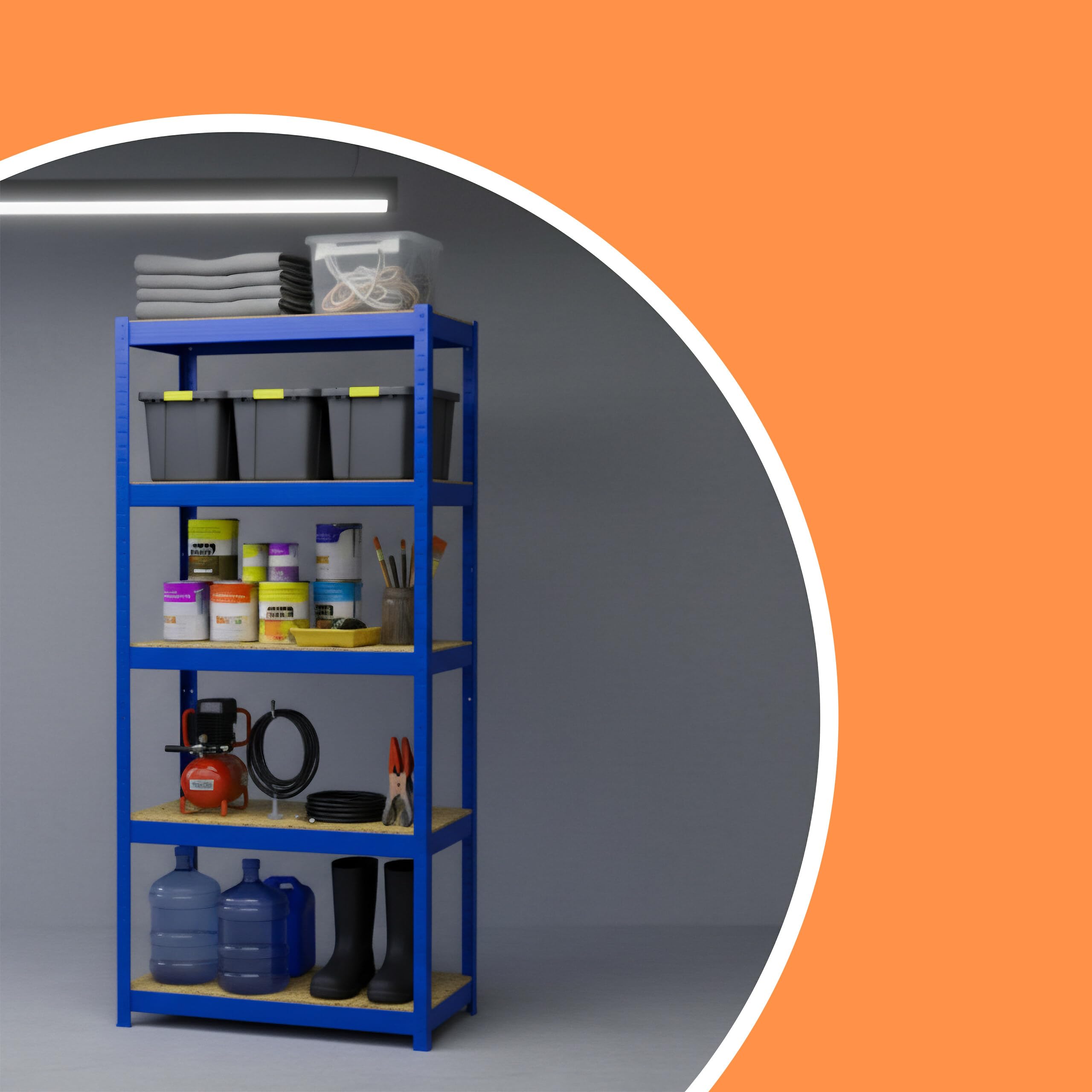Scaffale Pesante Relaxdays, HxLxP 180 x 100 x 60 cm, Portata 1250 kg, 5 Ripiani, scaffale da Garage, Blu