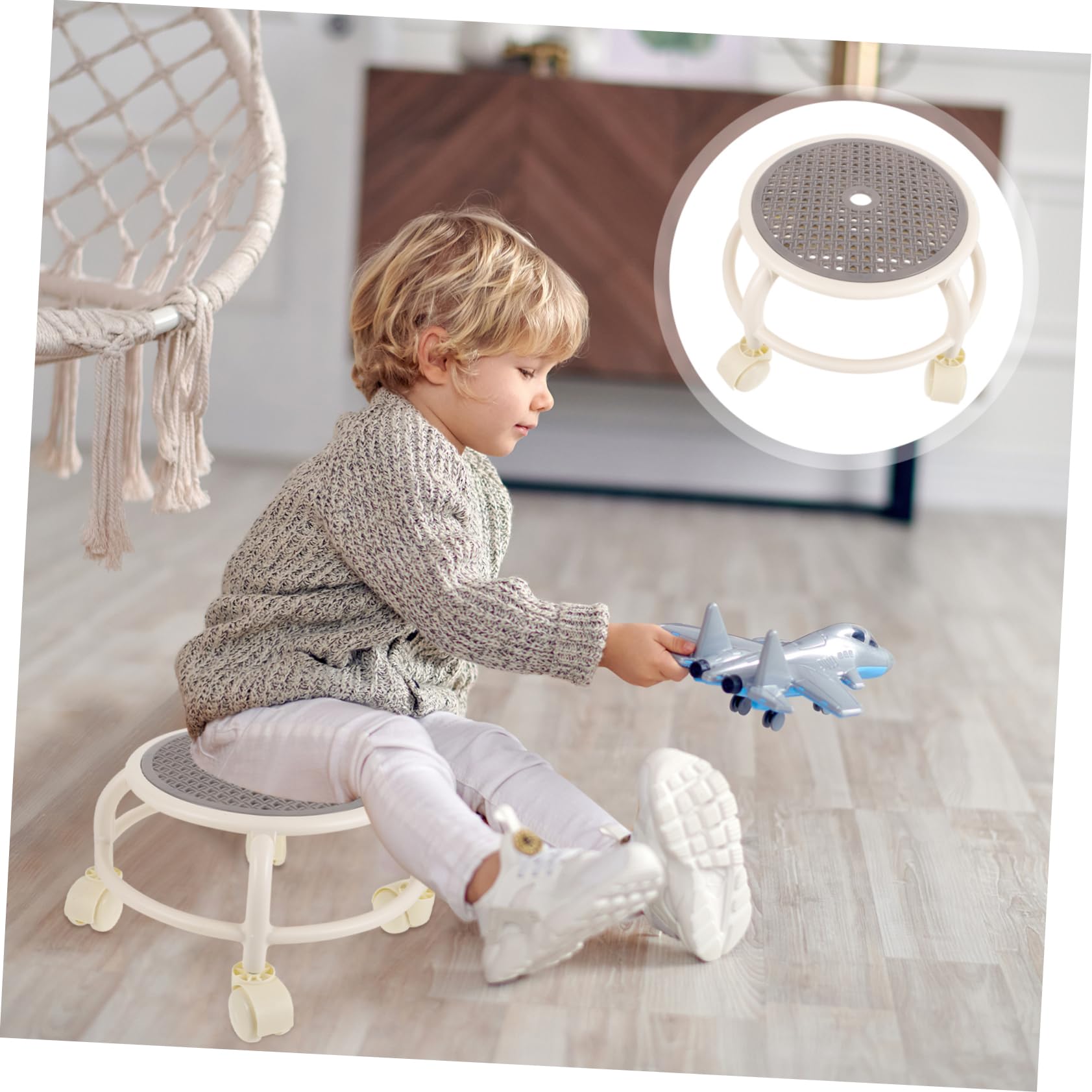 Angoily Tabouret Confortable Roulette Rond et à Forte Capacité avec Plastique de Charge pour Pédicure à Domicile Usage Garçon et Filles