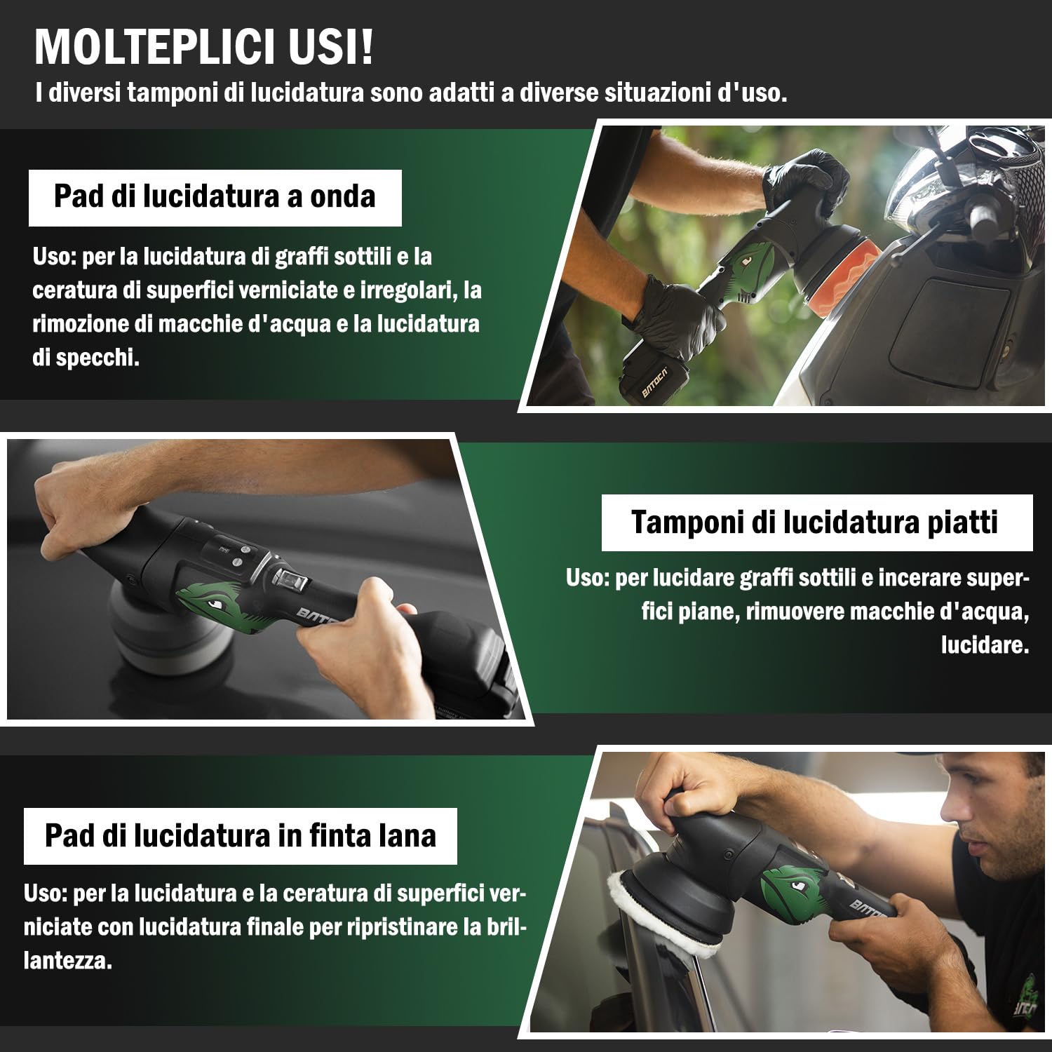 Lucidatrice Batteria 21V,BATOCA S2 Versione Aggiornata Lucida per Auto | Lucidare Eccentrica Orbitale 8mm,6 Velocità 2000RPM-4500RPM,Levigatrice Spugna 125mm,Lucidatura Auto/Moto/Barche