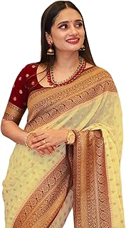 Women's Soft Banarasi Silk Jacquard Saree with Unstitched Blouse Piece-image-3