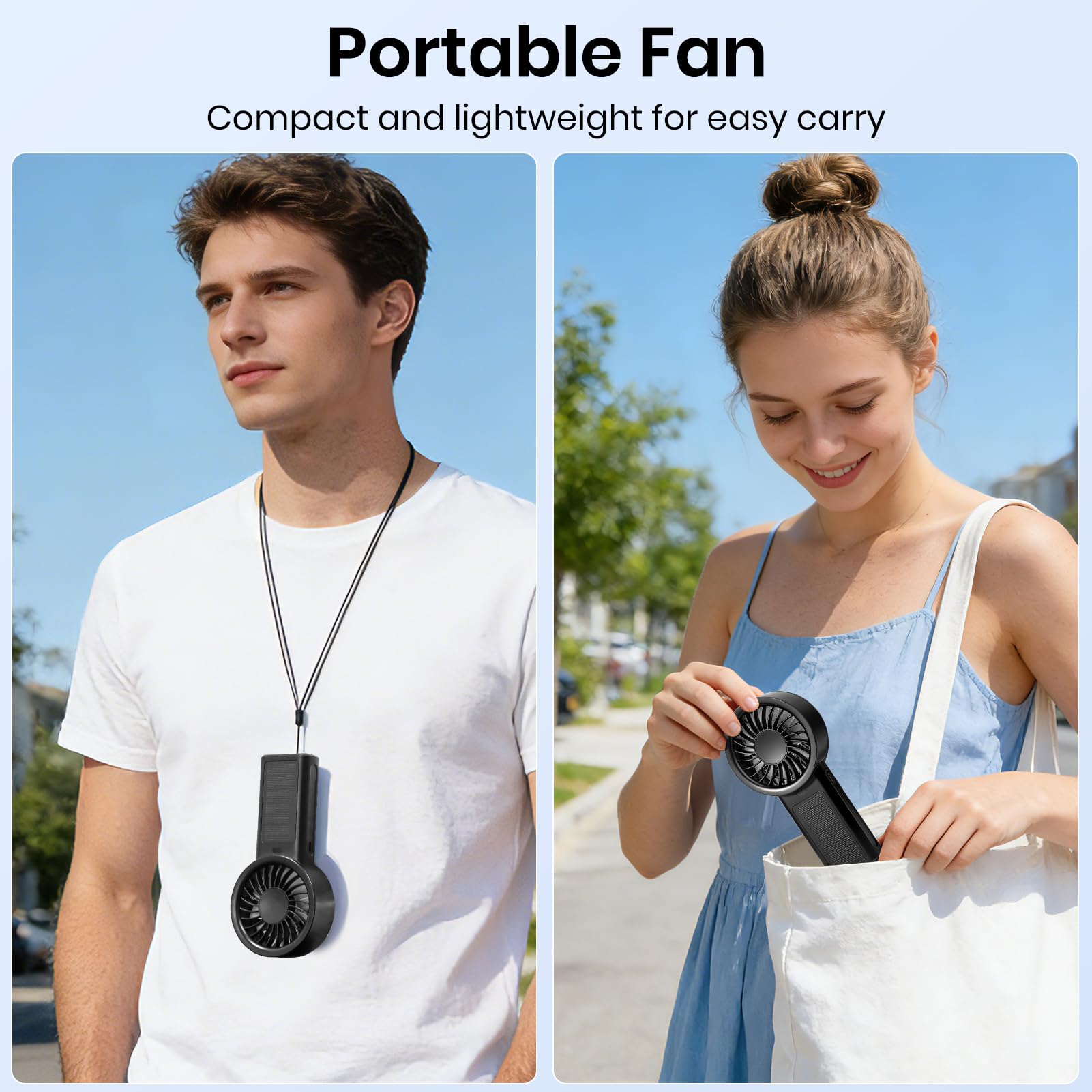 Ventilatore portatile turbo, ricaricabile tramite USB, ventilatore personale ad alta velocità a 5 marce, alimentato a batteria, mini ventilatore portatile senza fili per viaggi, campeggio