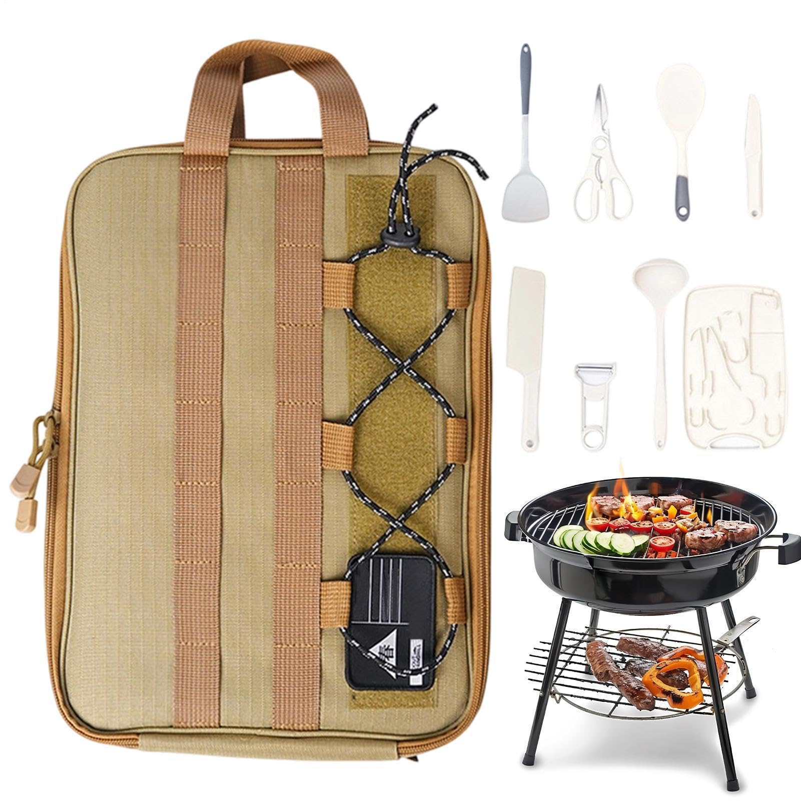 Camping-Kochgeschirr-Set Ergonomischer Griff mit multifunktionalen | Camping-Kochutensilien-Set für Rucksackreisen, Camping, Grillen, Picknick, Reisen, Wandern und Outdoor-