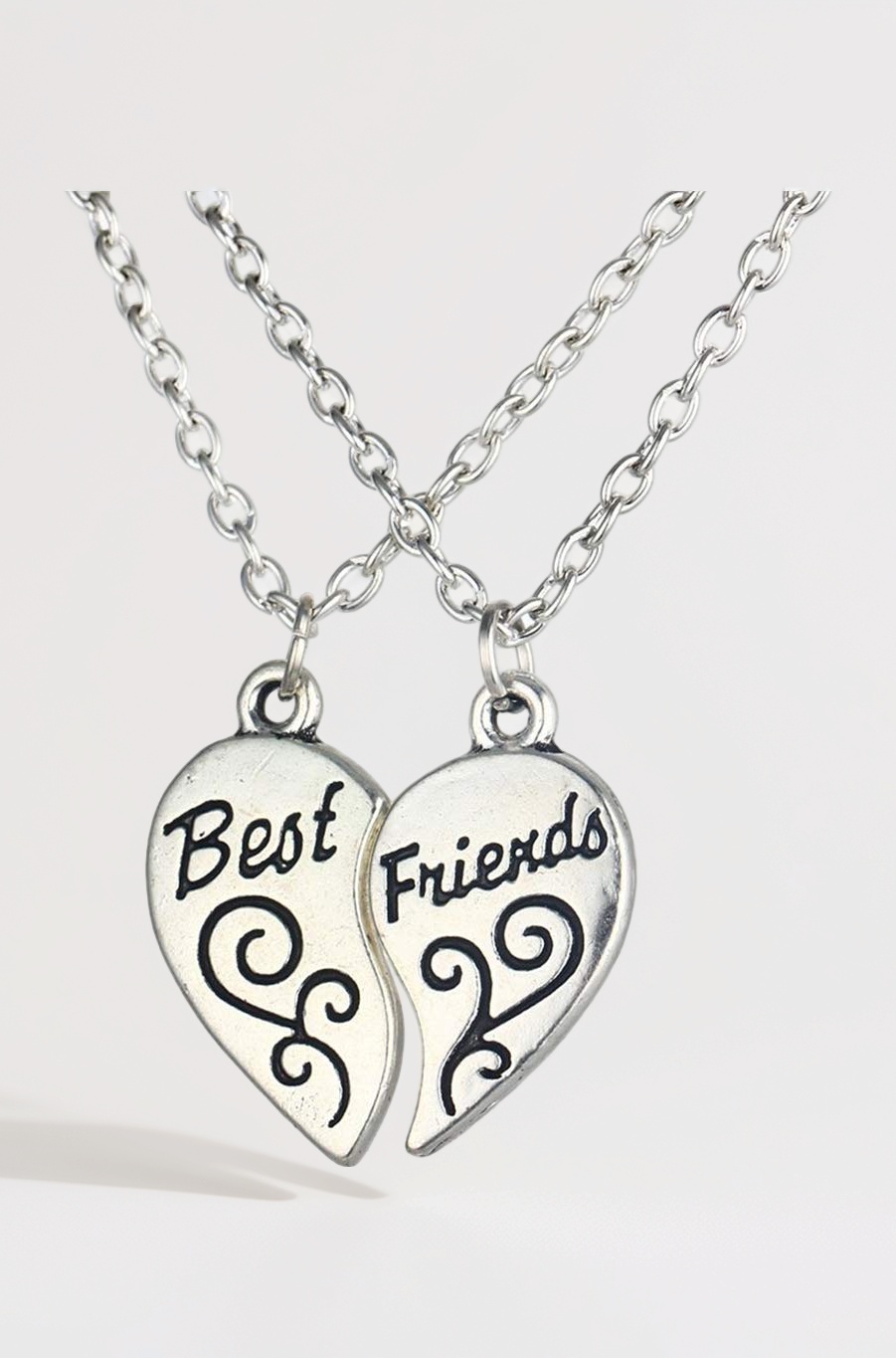 Pendant for Women Friendship's Day Special Carved Heart Locket Best Friends 2 PCS Combo Necklace Chain Pendant for Girls and Boy's.Bestie Gift!