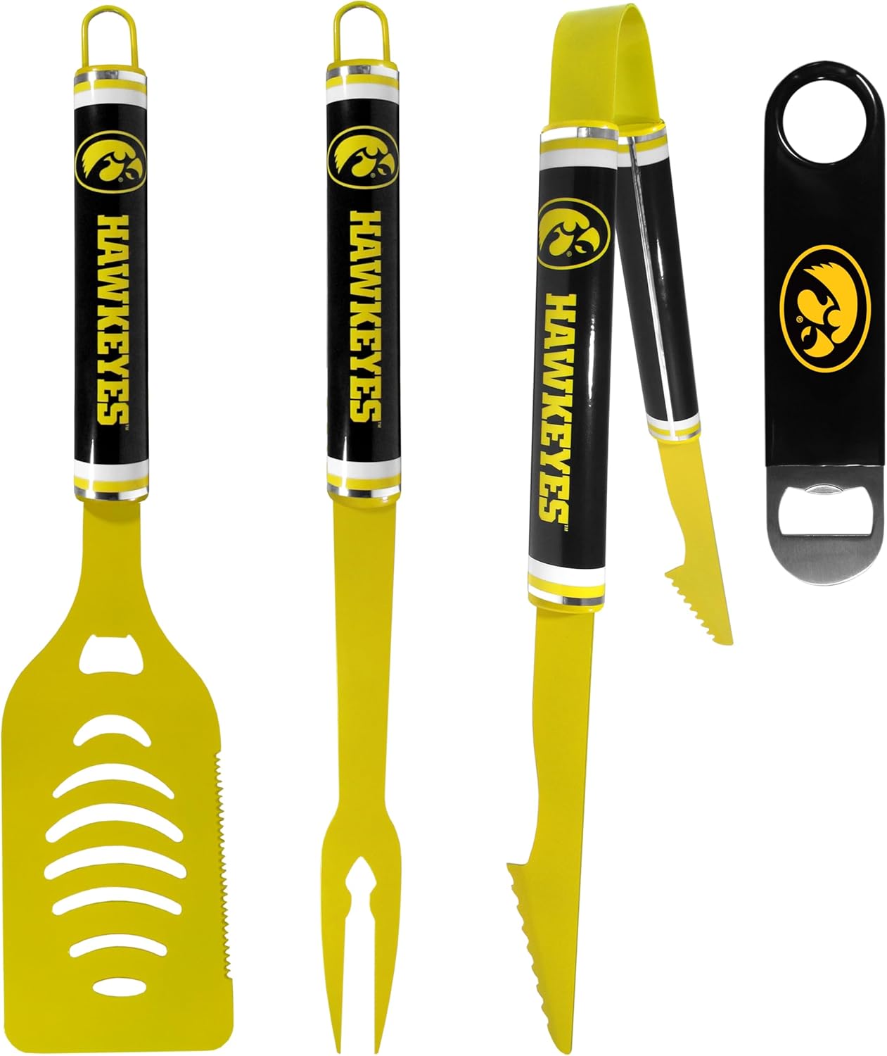 Siskiyou NCAA Iowa Hawkeyes 3 pc Logo BBQ Tools w/Bottle Opener, One Size, Team Colors