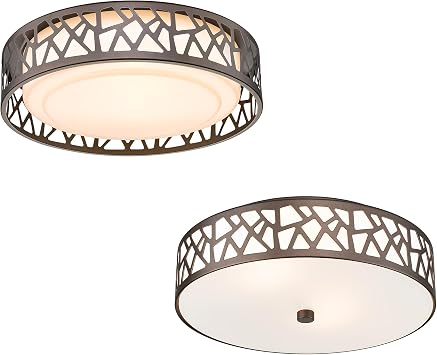 14 Inch LED Flush Mount Ceiling Light and 12 Inch 2 - Light Vintage Ceiling Light Fixture,Oil Rubbed Bronze Ceiling Fixture for Hallway Corridor Kitchen Bathroom Bedroom Passway