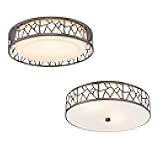 VICNIE 12 Inch LED Flush Mount Ceiling Light and 2 - Light Vintage Ceiling Light Fixture,Oil Rubbed Bronze Ceiling Fixture for Hallway Corridor Kitchen Bathroom Bedroom Passway