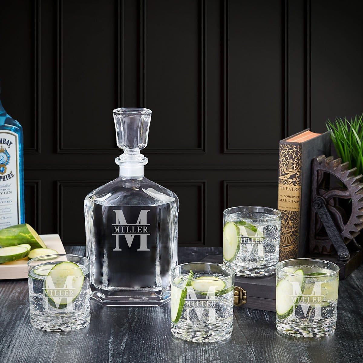 Personalized Vodka Decanter Set with Custom Rocks Glasses, Unique Gifts for Men, by Home Wet Bar
