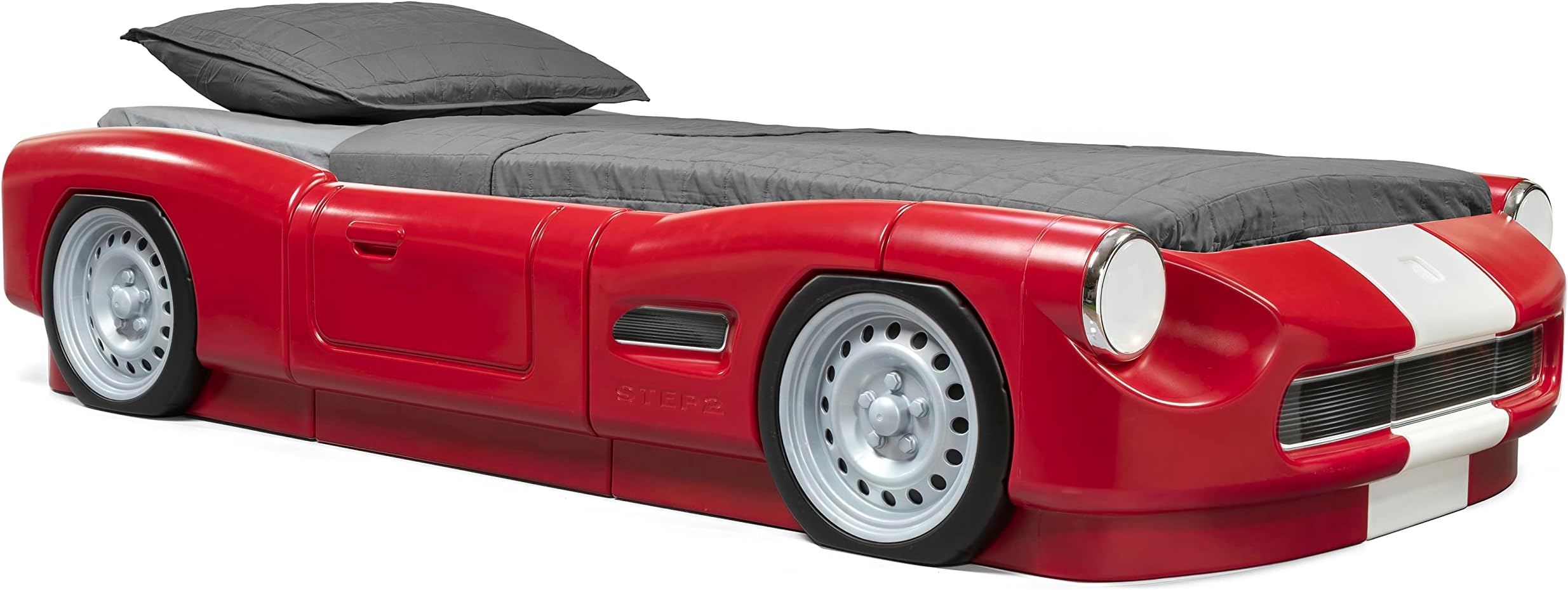 Step2 Roadster Toddler-to-Twin Bed, Crib to Twin Transition Race Car Bed, Adjustable, Ages 3+ Years Old, Easy Assembly, Red