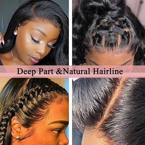 Miniatura 4 de Maxine Pelucas de cabello humano ondulado 360 con encaje frontal prearrancado, sin pegamento, densidad del 180%, pelucas de cabello humano de 22