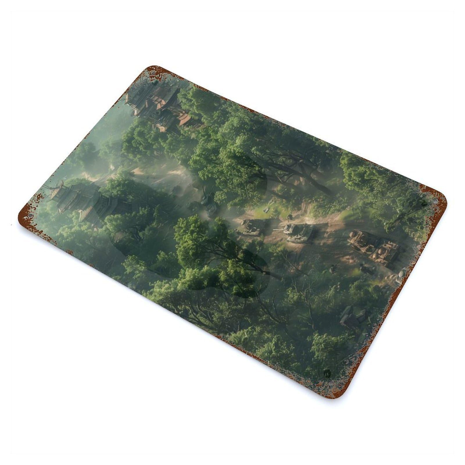 Tanks Is in Forest Distressed Metal Wall Sign 11.8"x7.9", Rustic Home Decor for Farmhouse, Kitchen And Entryway Decor