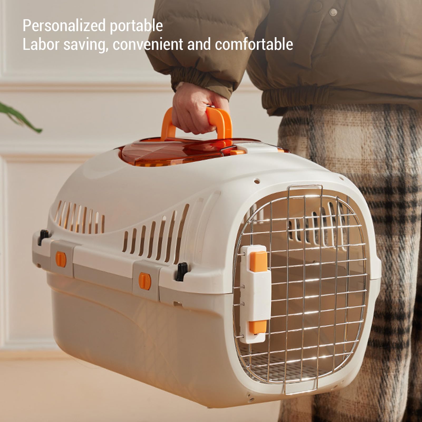 Gabbia per Cani in Plastica 3 in 1 Approvata Dalla Compagnia Aerea, Trasportino da Viaggio per Animali Domestici con Guscio Rigido, Ampio Spazio, Cuccia per Gatti Portatile