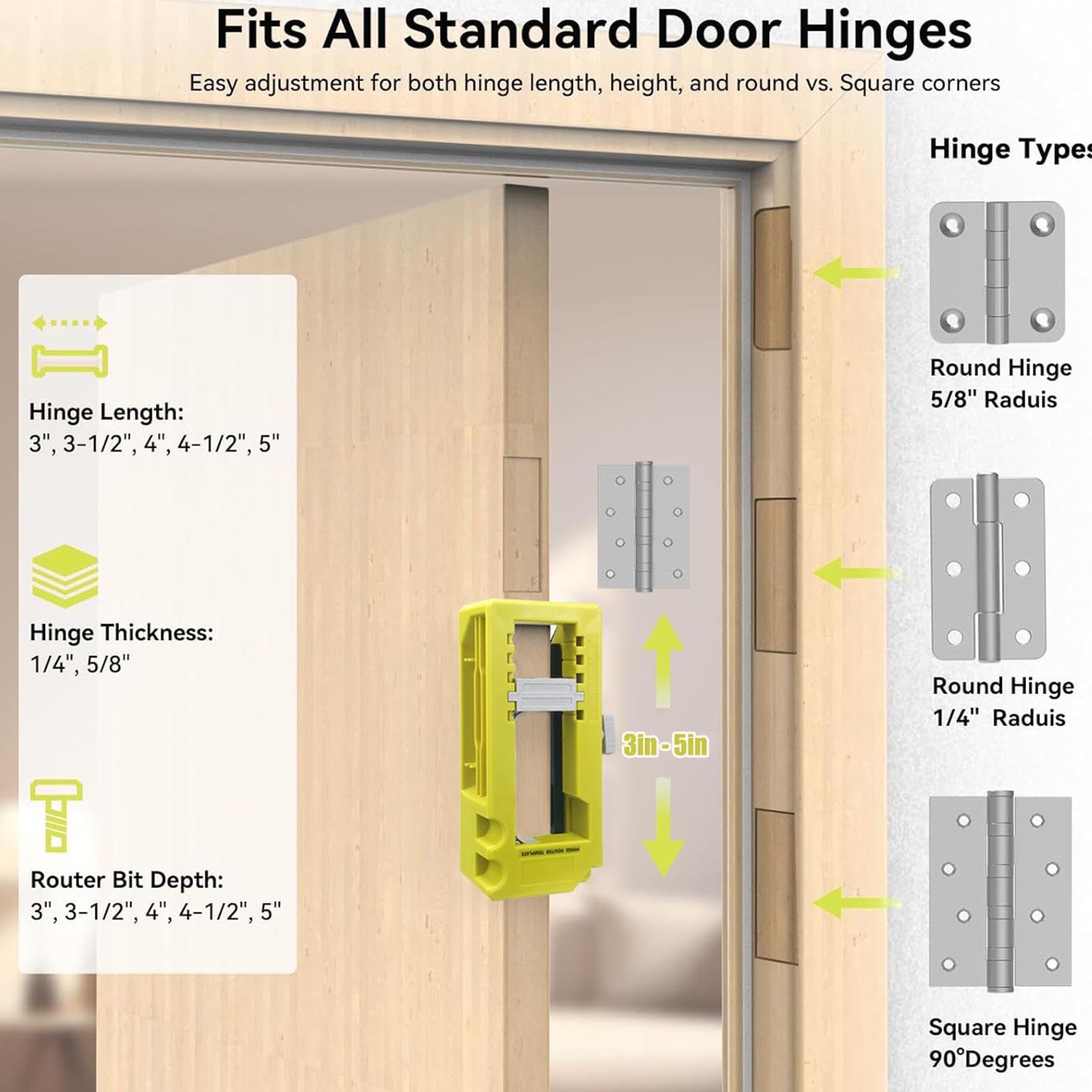 Türscharnier-Frässchablone Für Scharniere 2 1/2-6 Zoll - Einfache Montage Ohne Hammer & Meißel